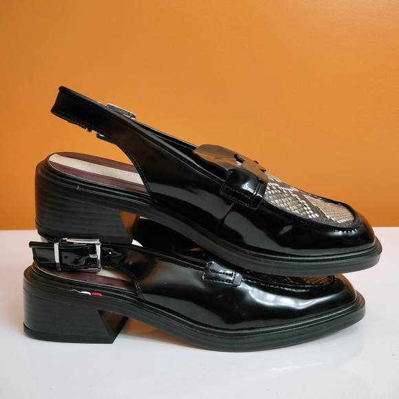 Franco Sarto Black and Tan Patterned Slingback Flats Size 7.5 Medium - Picture 4 of 7